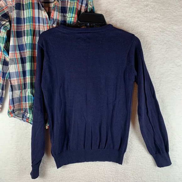 Childrens Place Boys Argyle Sweater, Plaid Button Down Shirt Sz L Set of 2 6480 - Picture 7 of 15